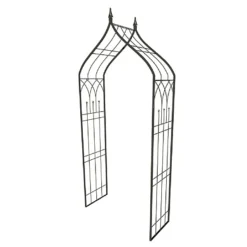 Panacea Black Ogee Top Garden Arbor With Finials